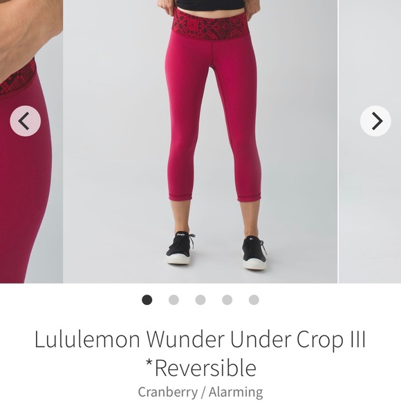 Lululemon Wunder Under Crop Leggings Reversible Alarming Cranberry - Picture 8 of 10